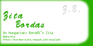 zita bordas business card